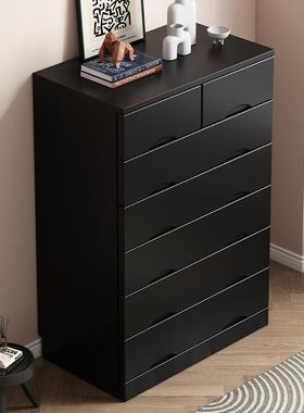 y黑色实木纳斗柜用卧家室床尾柜储物m柜现代简约DG客厅收柜立柜五