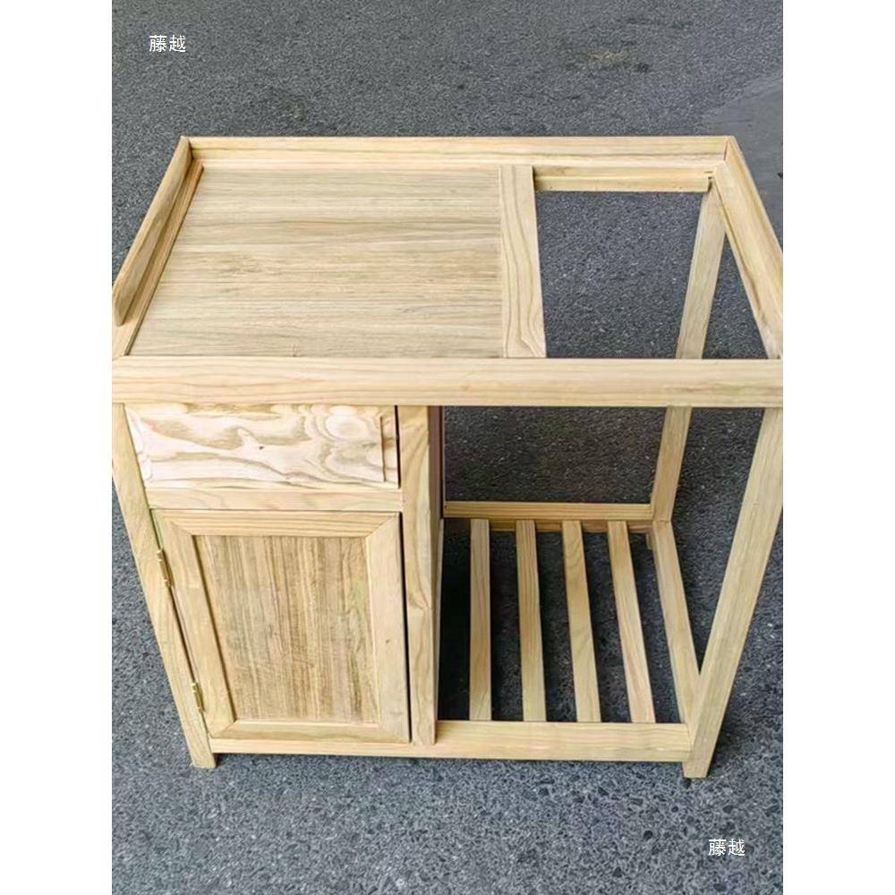 实木迷你茶几落双景层组装榆木地花架子盆架架置物架0233115花盆