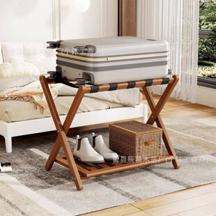 木质双箱置层行李箱物架酒店宿客民房可折木制简行李架约行李收纳