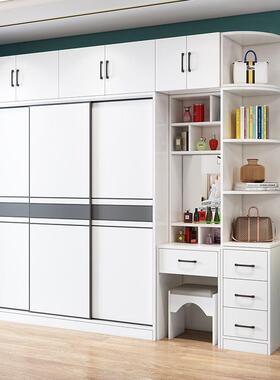 衣实木柜家用22599卧室推拉门梳包安装简妆易组装成人欧式移门衣橱带台