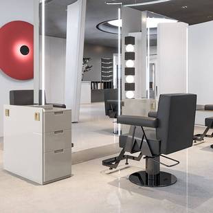 网红理发店单双面镜子美发店镜台发廊专用带灯落地镜可挂墙剪发镜