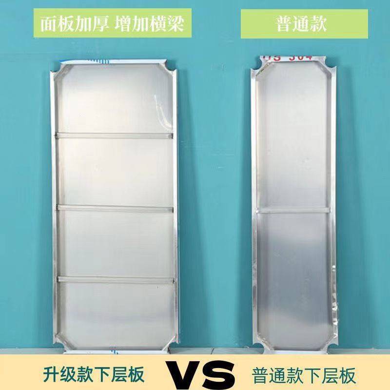 304特厚双层不锈钢工作台饭店厨房三层操作台家用切菜桌打包装台