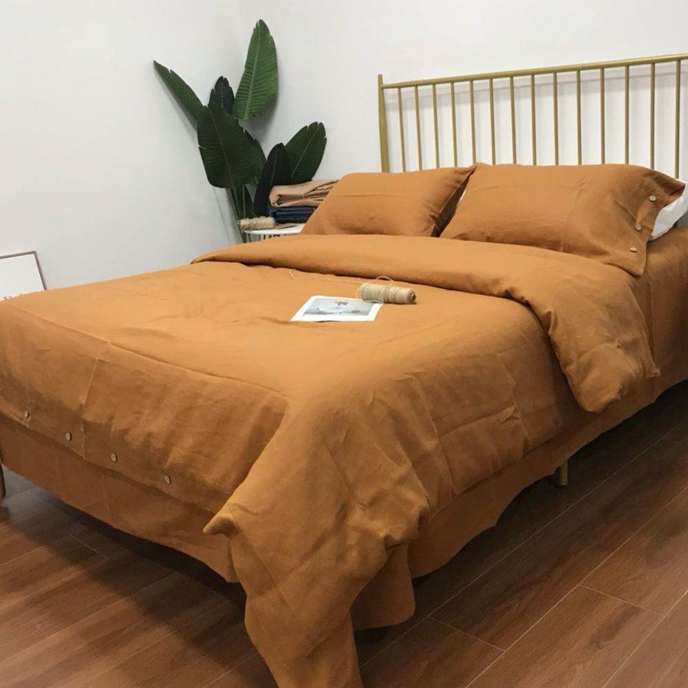 14支汉四加密色加厚重工水洗件套素麻汉麻亚麻床ISW单被套厂家