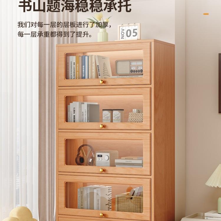 实木门飘窗阳台储物上翻玻璃窗台收纳柜家多ZUX层柜书柜置物用落