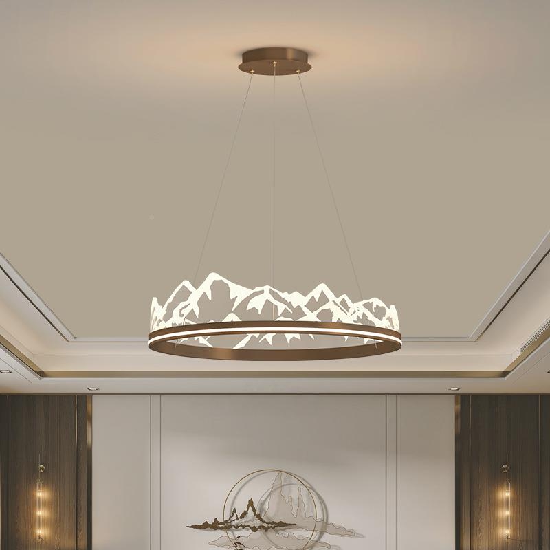 新中YSL3154式国吊灯圆环形圆圈灯现代意客吊厅灯中风餐厅灯茶室