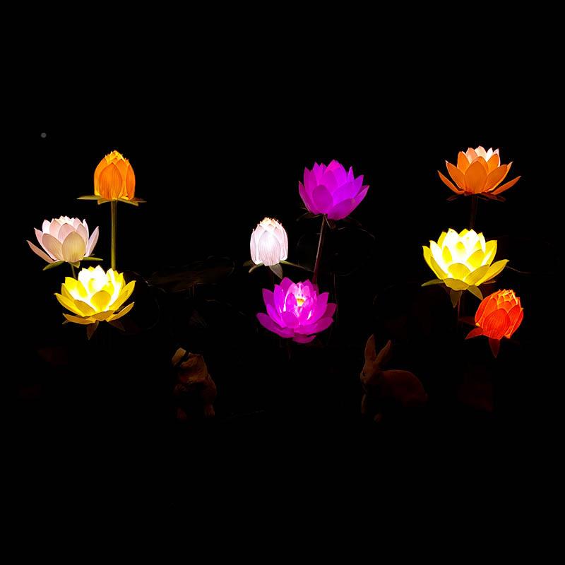 le动态荷花灯户外防水莲d花园林庭院草坪景灯YLZ灯水观池装饰芦苇