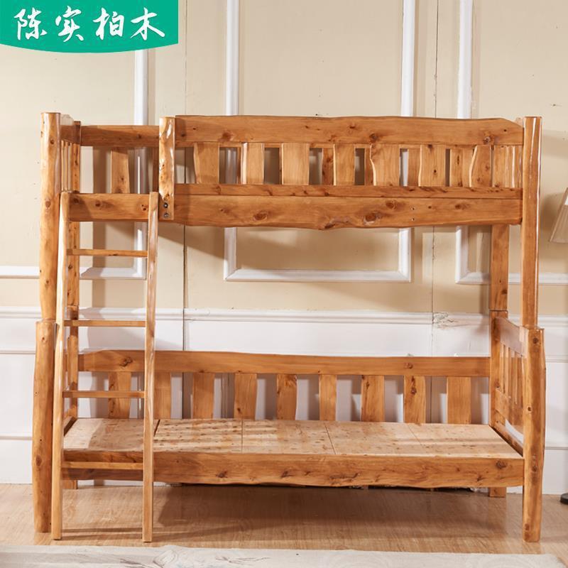 工厂直销上下床Y01-A全柏木满床儿板色实木原木双层铺床子母童床