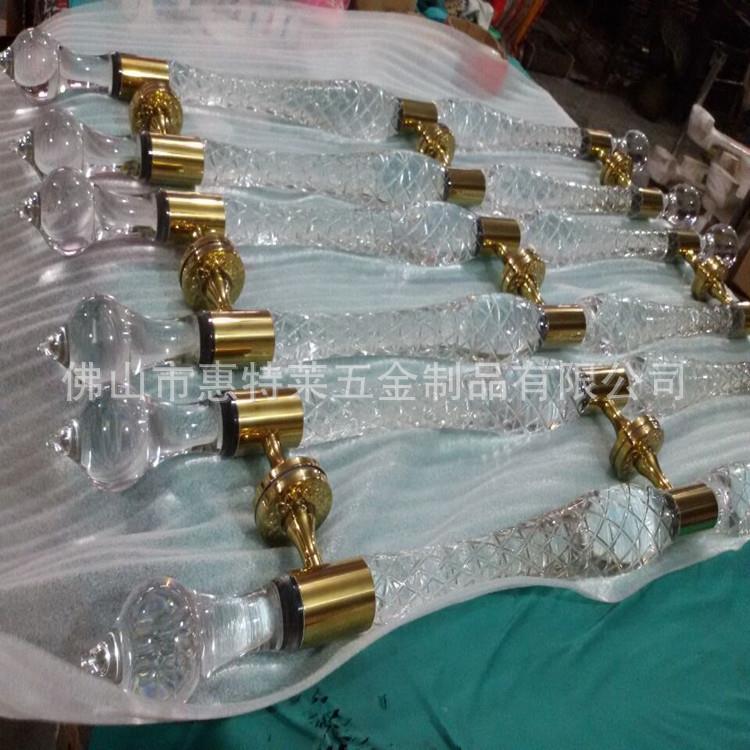 金欧式瑰豪华直商螺水晶球OJZ玫大门拉手不锈钢玻璃酒店KTV场门把