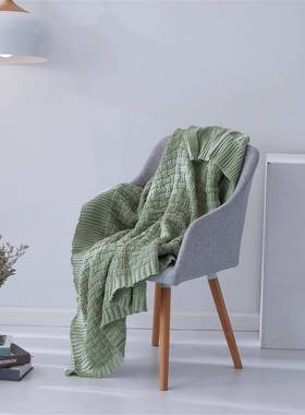 瑞景RJ60018纺织美式风格粗针针织毛子沙发盖正反织披肩膝毯盖编