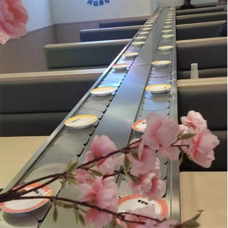 木纹回转寿司设转备旋转寿司送设备厂家生YOO产旋寿仿司设输备商