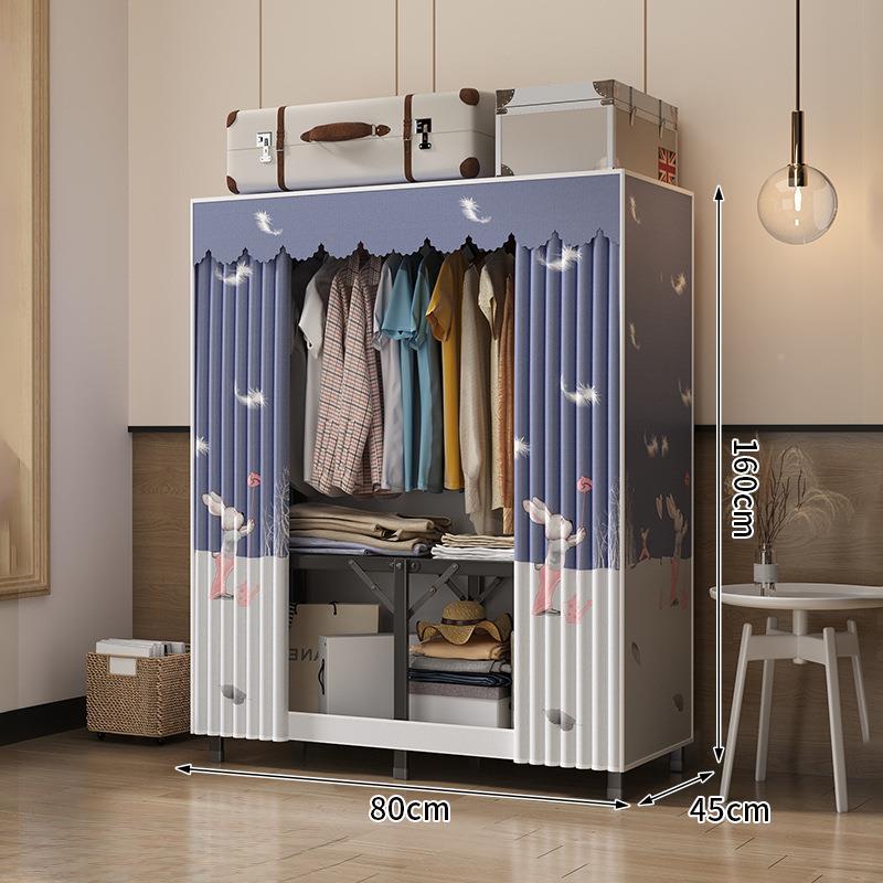 用结实出钢架简易衣柜家WSDLALWM租房折叠卧室用耐用户免安装全布