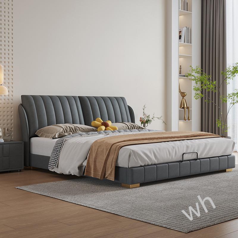 NK1雯N式奶1意极简油风床现代QYC简约双人8科技布床1.米主卧婚床2