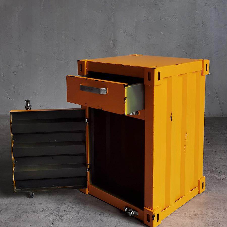 无品牌/复古工业床柜头集装箱斗柜铁艺子风办公室角几茶水柜柜创