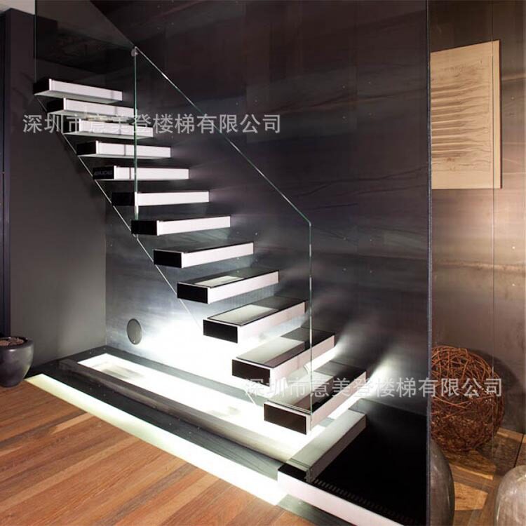 室内玻璃旋转楼梯隐形LED灯带