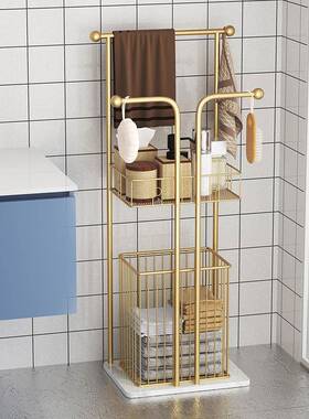 卫生间子岩板脏篮毛巾YRB收纳轻奢浴巾铁艺置架物架落地浴缸边浴