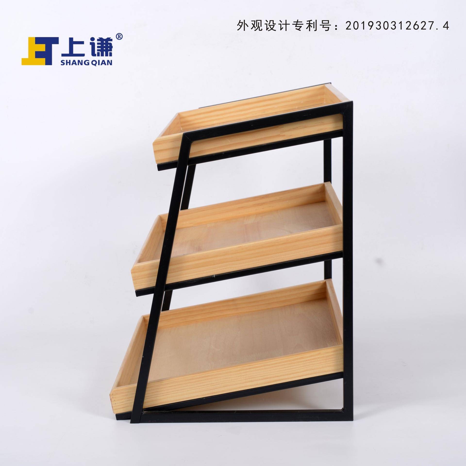 层松木斜面盘铁面包蛋糕干水果店展点架示架商用小三型展144示柜