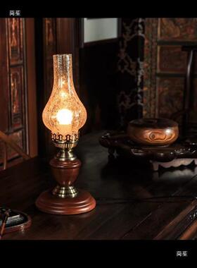 床新中式全木台灯复古浪漫老民实国茶楼书房卧室头地OMD012调灯光