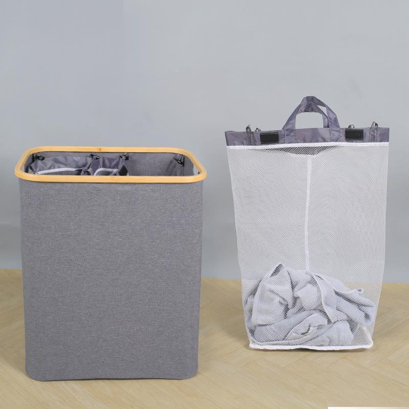 知竹收纳衣洗ZCY篮脏篮楠竹叠多个内袋脏衣篓大衣容量脏折衣收纳