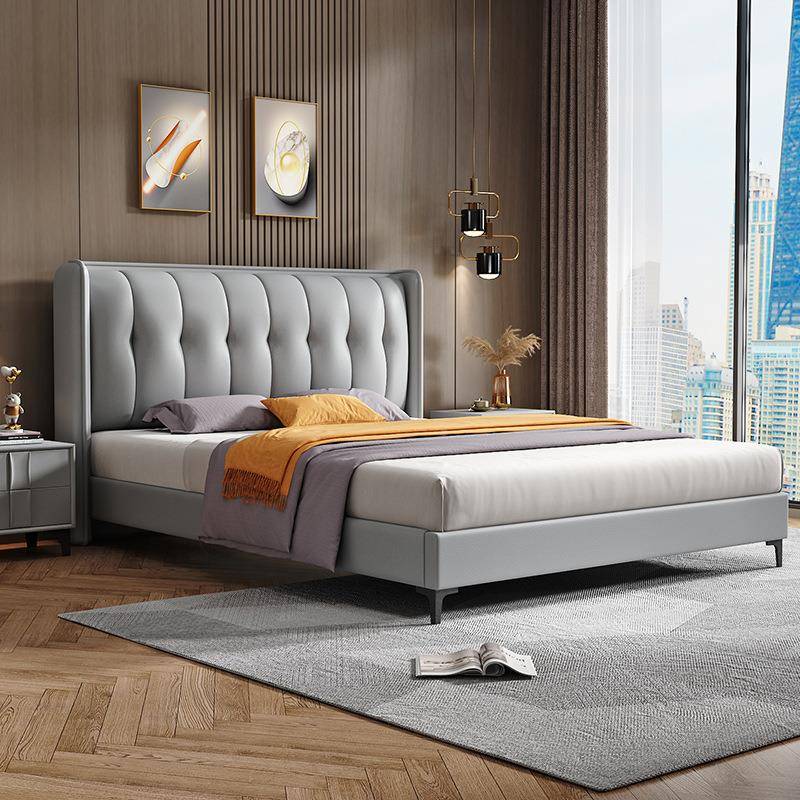 71TX实木床现代简8双人床1米床架主卧室1RHD.约5.单人美式床经济