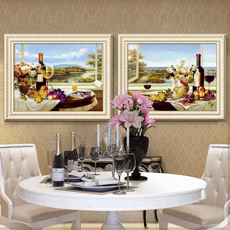 欧式饭装饰画厅式油画单幅墙面装饰挂画现代厅简约饭美壁VFM画红