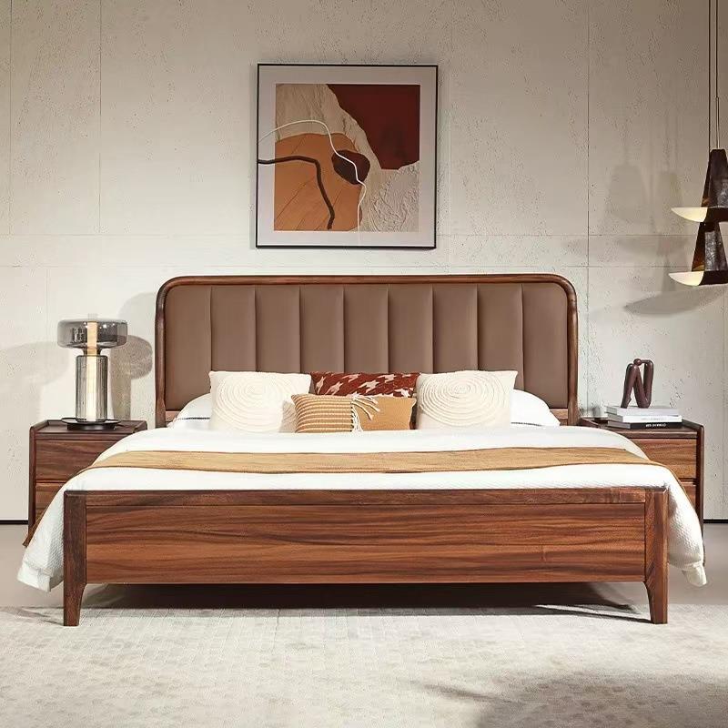 婚北美FAS级黑双胡木床全实PHD木主卧高端人床桃大平层软靠床