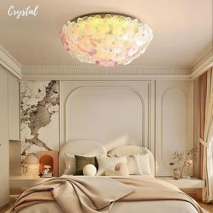 法式 花朵顶灯轻奢晶卧室花吸灯大水气书房餐厅主AUG卧广东中山灯