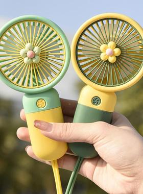 跨境卖小花朵挂AL102578迷你手风持扇小清新便携随身绳风热扇印制