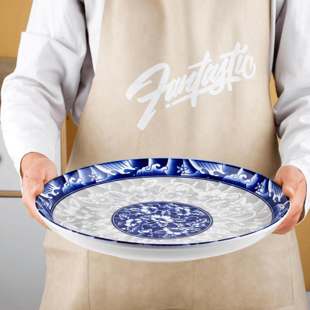 青花瓷盘子菜盘家用陶瓷釉下彩饭碟子2024新款酒店餐具大盘子商用,餐饮具,盘,淘宝优惠券,粉丝福利购,淘宝优惠卷