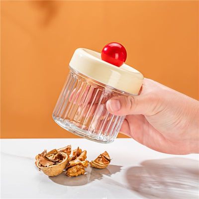 奶油风储物罐家用食品级玻璃收纳罐高颜值五谷干果零食密封罐带盖