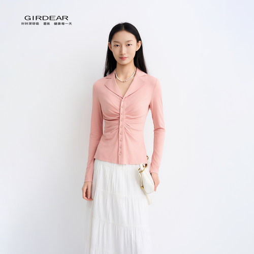 Girdear哥弟秋季显瘦长袖衬衫