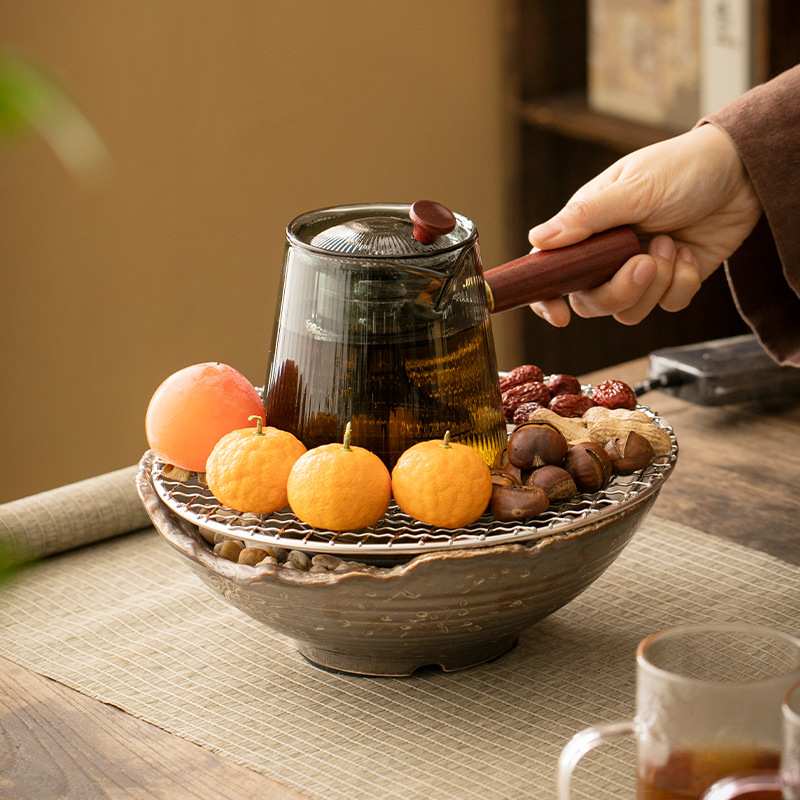 围炉煮茶全套烤地瓜工具电陶炉室内家用茶壶煮茶器煮茶炉玻璃套装