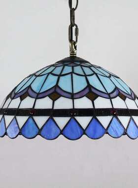 欧琈蒂凡尼创意彩色玻璃地中海餐厅吊灯卧室阳台过道灯30CM