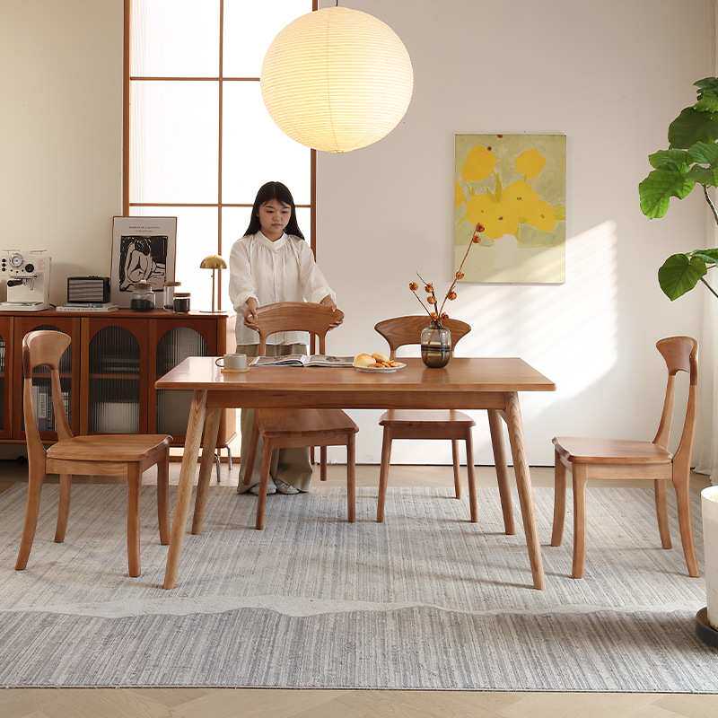 木月实木餐桌椅多尺寸可选择餐厅现代简约长方形饭桌白蜡木餐桌