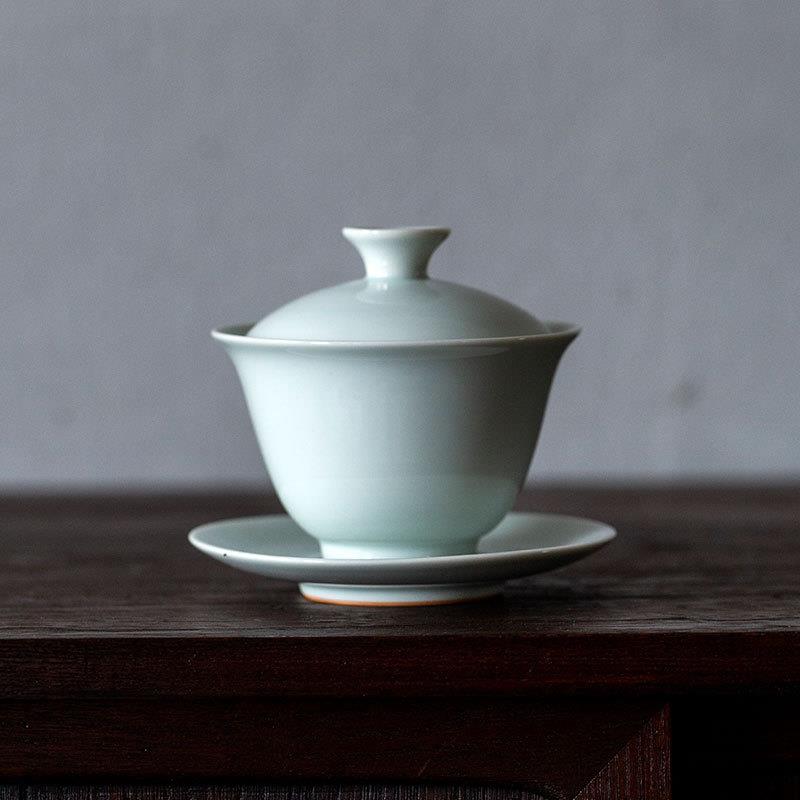 仿古胎三才盖碗茶杯单个创意手工敬茶杯复古陶瓷家用不烫手泡茶碗