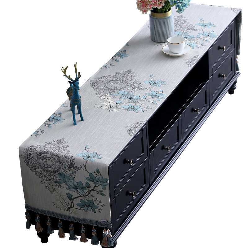 新中式电视柜桌布盖布长方形台布茶几垫欧式防尘罩布艺桌垫中国风