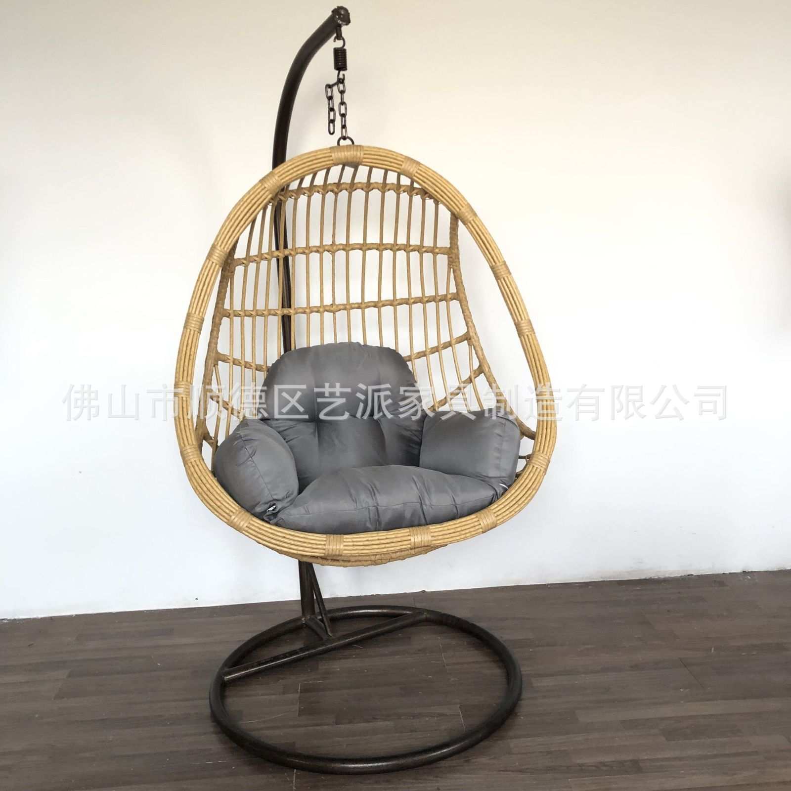 户外吊篮家具仿藤简约现代休闲花园秋千铁架加固藤摇椅吊椅家具2