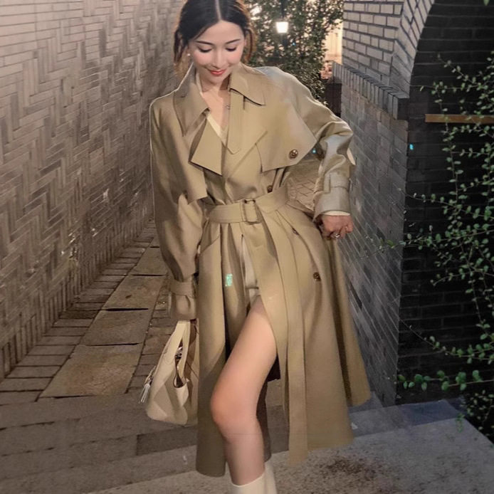 卡其色小个子百搭风衣女2025秋装新款韩版英伦风双排扣女式风衣潮