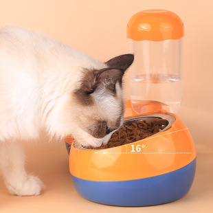 卷尾巴自动猫碗双碗自动饮水猫碗食盆泰迪狗盆猫咪碗猫水猫咪用品