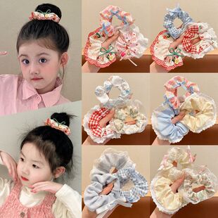 女童发圈发扎发大肠蕾丝花边发饰可爱儿童甜美发绳高弹力不伤头绳