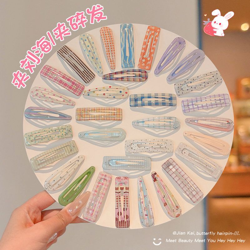 发卡大号BB格纹后脑勺女童头饰图片