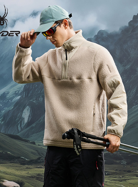 SPYDER蜘蛛秋冬男子Polartec保暖防风抓绒半开襟套头卫衣25CF305M