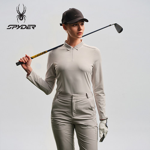 SPYDER蜘蛛春夏女抗菌珠地弹力长袖拉链POLO衫02OM26101KW