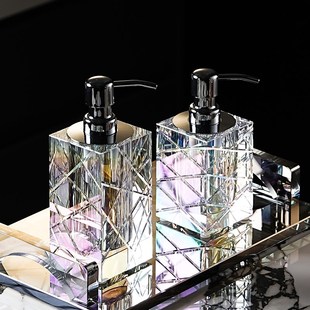 高端刻线洗手液瓶酒店样板房会所水晶玻璃乳液瓶水乳分装瓶轻奢感