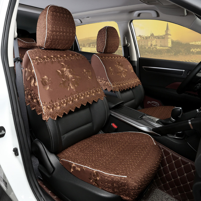 汽车座套半截套蕾丝刺绣坐垫布艺全包围座椅套半套全包春秋季车套