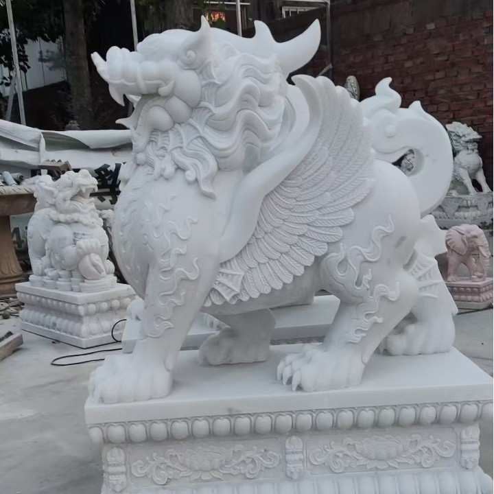 汉白玉貔貅大型石雕貔貅大理石麒麟别墅公司酒店门口石材摆件装饰