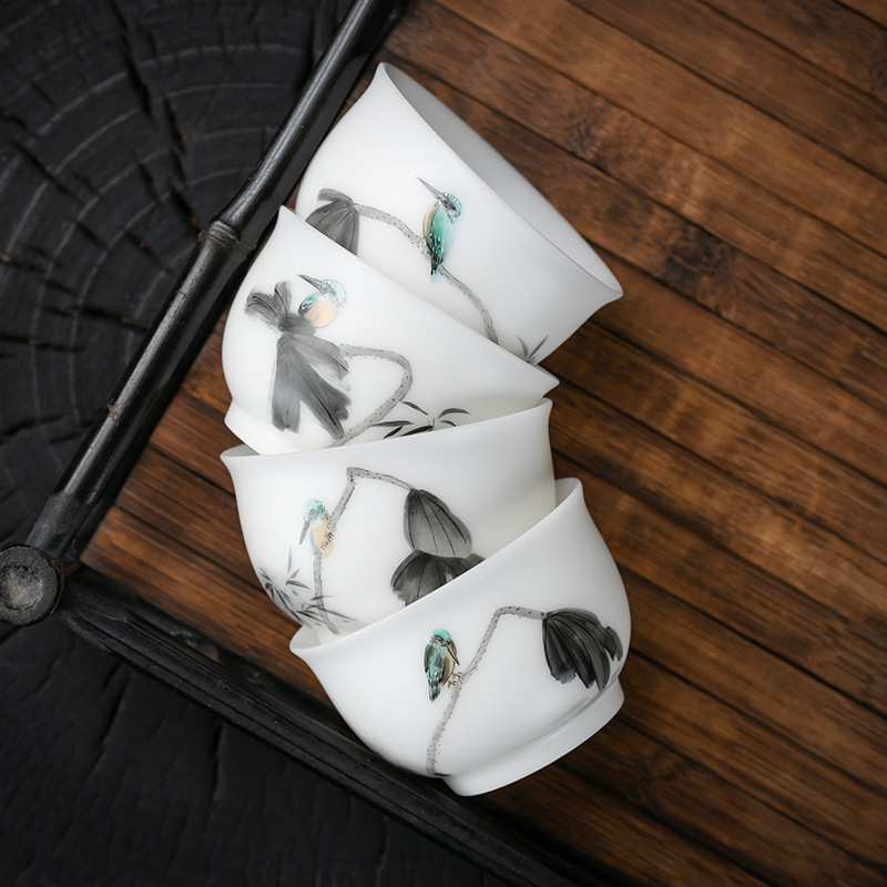 重工纯手绘冰种杯主人杯个人杯德化白瓷茶具茶杯品茗杯羊脂玉陶瓷