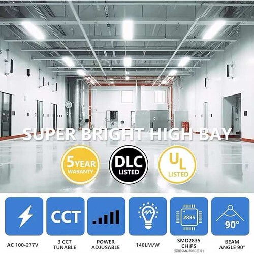 LED工矿灯美仓DLC&UL认证全发光线性灯面板灯防眩天棚灯高棚灯