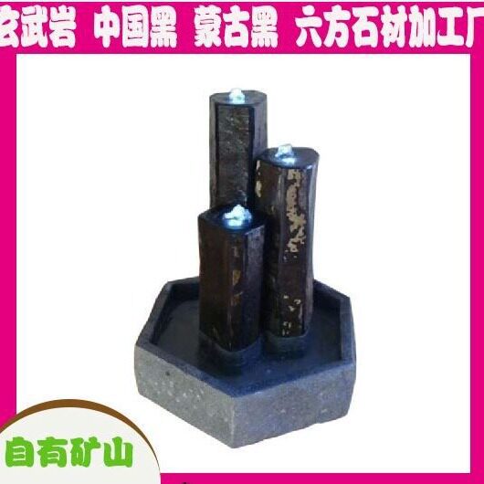 立柱景观石 喷泉 中国黑 石刻喷泉流水 景观雕塑