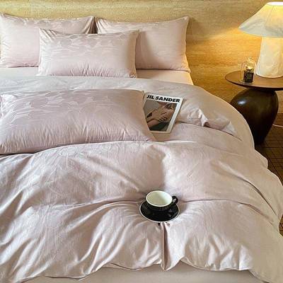 A类6支贡提花纯棉四件套轻奢缎小0清新全被套裸无品牌/睡棉床单床