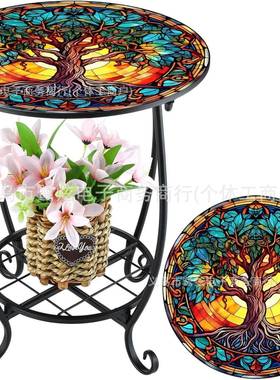 创赛意小鸟蝴蝶架圆形马架克铁艺花室内外阳台花园花盆小RIY桌子